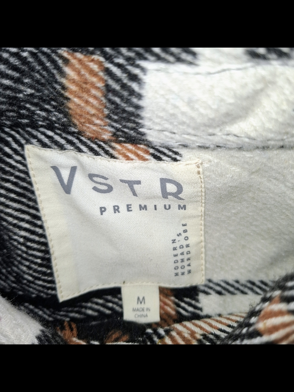 VSTR Lightweight Plaid Shirt Jacket - Black, White & Brown - Picture 9 of 11